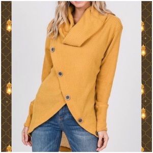 Trendy Waffle Thermal Turtleneck Long Sleeve Top